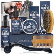 Beard Growth Kit,Beard Grooming Kit,Beard Kit W/Beard Roller,Beard Growth Oil,Beard Wash, Beard Balm,Comb,Brush,Shaving Scissors,Bag,E-book,Stocking Stuffers Birthday Gifts for Fathers Dad Men Him